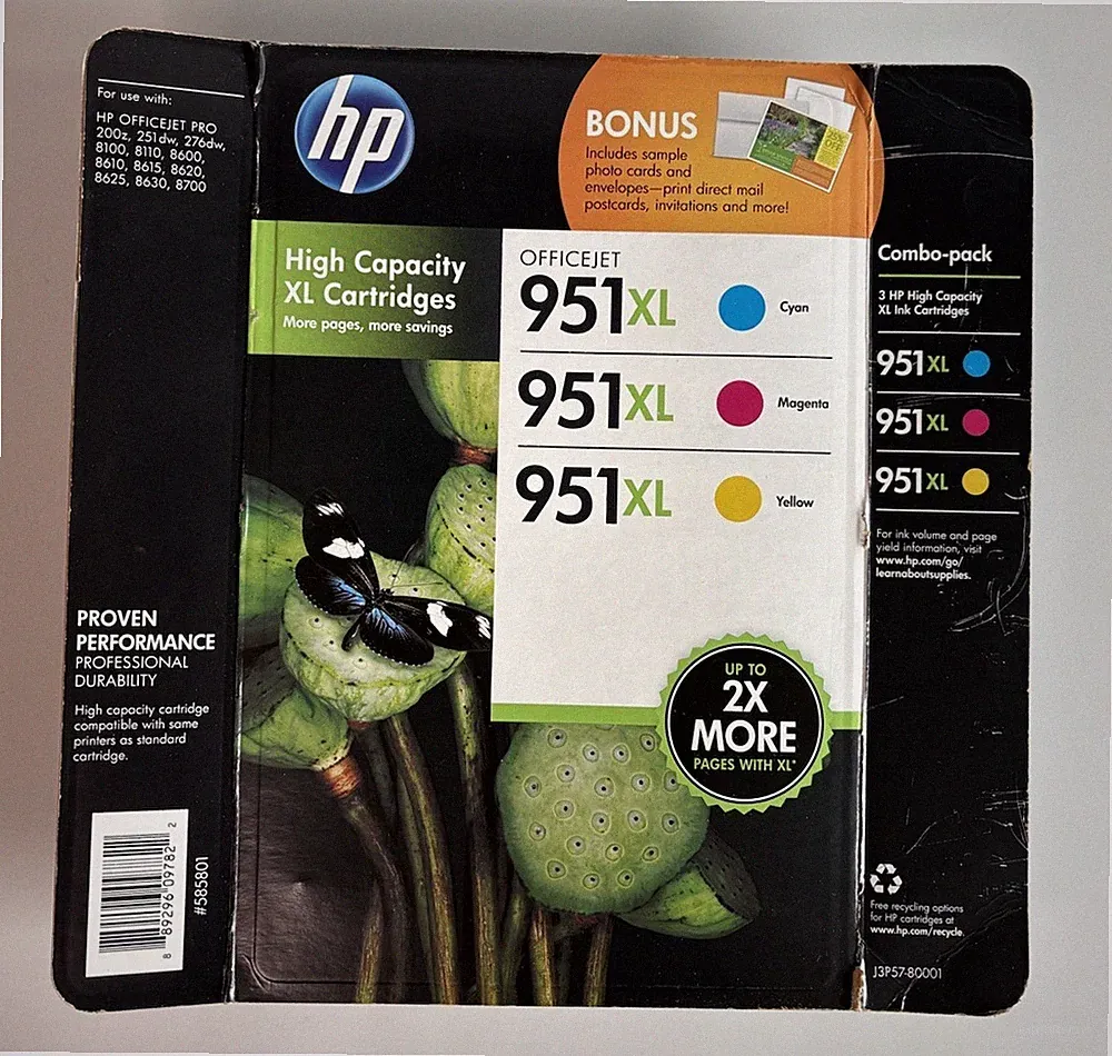3-PACK HP GENUINE 951XL COLOR INK OFFICEJET PRO 8600 Cyan Magenta Yellow
