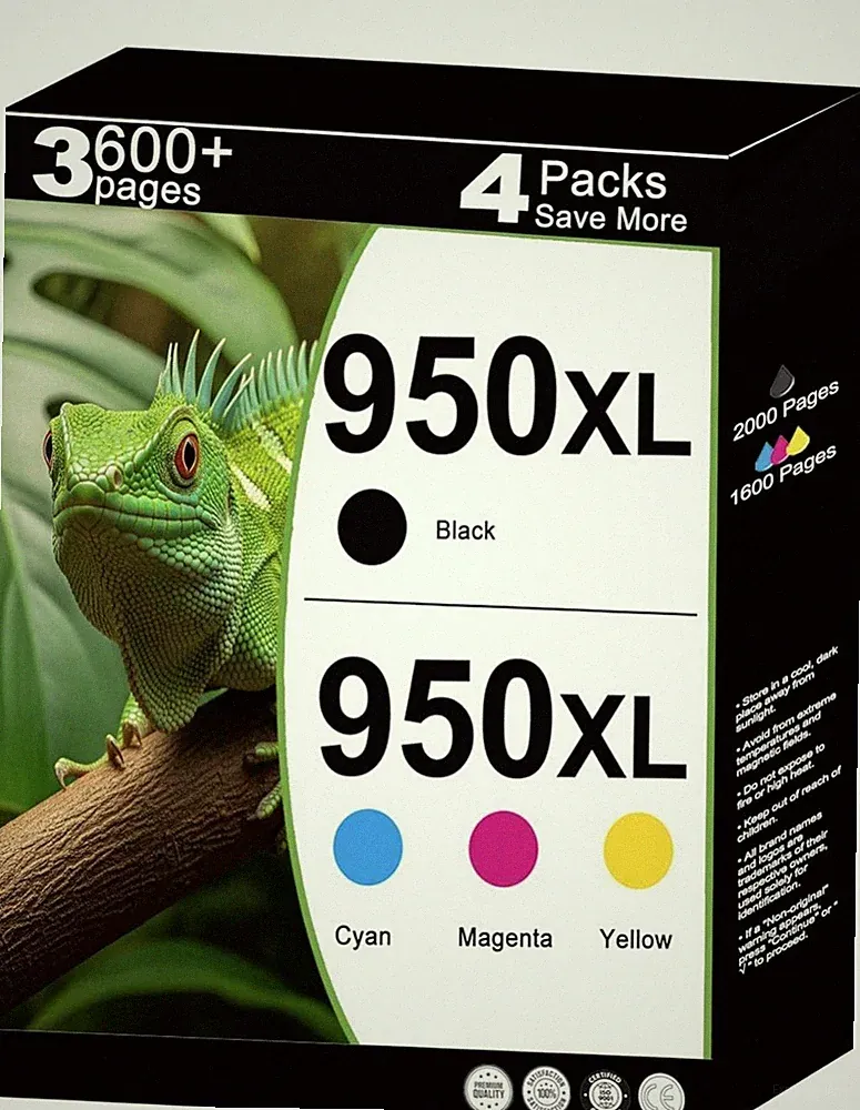 950XL 951XL 4 Pack Ink Cartridge Replacement For HP OfficeJet Pro Printers