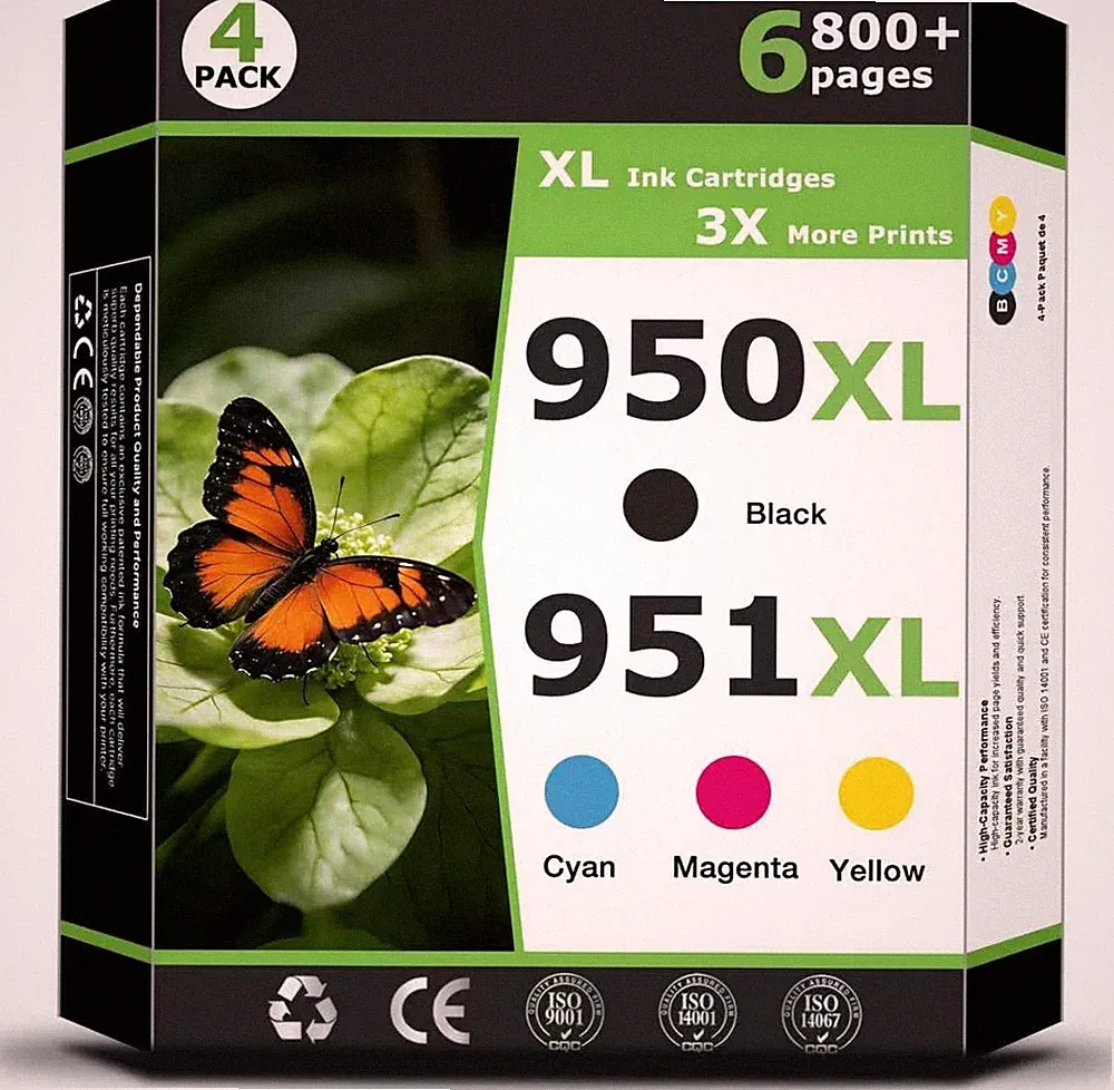 950XL 951XL Ink Cartridges Compatible for HP 951 XL/950 Xl Printer Ink, (4 Pack)