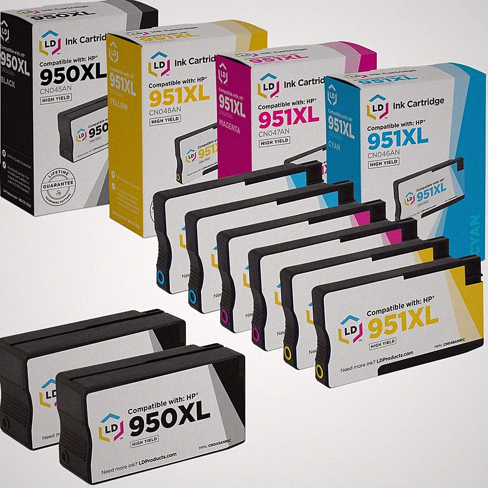 LD 8pk COMP Ink Cartridge for HP 950 XL 951XL Black Cyan Magenta Yellow 8600