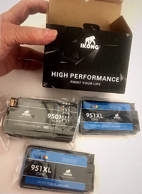 New PKG of 3 IKONG Non-OEM HP 951XL Printer Ink Cartridges 8600 Series Ink Jet