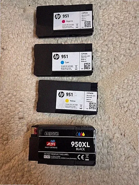 Printer Ink Cartridges- bundle of 4, this includes 3-HP 951 & 1-950 XL