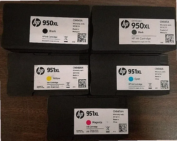 Set 5 Mostly New Genuine HP 950XL BLK 951XL CYN MAG YEL Inkjets 90% 2023